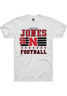 Christian Jones  Nebraska Cornhuskers White Rally Football NIL Striped Short Sleeve T Shirt