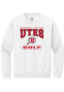Summit Sportswear Utah Utes Mens White Golf Long Sleeve Crew Sweatshirt