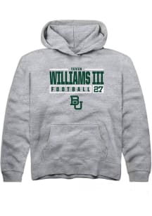 Tevin Williams III  Rally Baylor Bears Youth Grey NIL Stacked Box Long Sleeve Hoodie