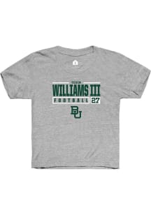 Tevin Williams III  Rally Baylor Bears Youth Grey NIL Stacked Box Short Sleeve T-Shirt