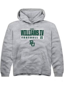 Carl Williams IV  Rally Baylor Bears Youth Grey NIL Stacked Box Long Sleeve Hoodie