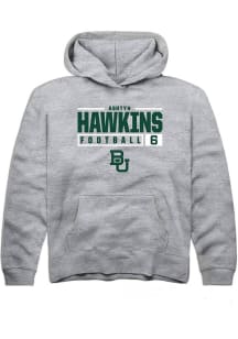 Ashtyn Hawkins  Rally Baylor Bears Youth Grey NIL Stacked Box Long Sleeve Hoodie