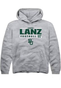 Cooper Lanz  Rally Baylor Bears Youth Grey NIL Stacked Box Long Sleeve Hoodie