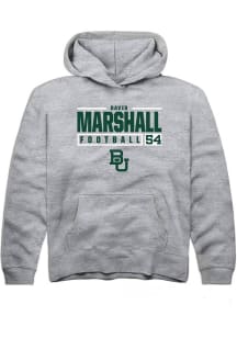David Marshall  Rally Baylor Bears Youth Grey NIL Stacked Box Long Sleeve Hoodie