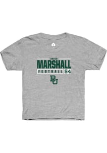 David Marshall  Rally Baylor Bears Youth Grey NIL Stacked Box Short Sleeve T-Shirt