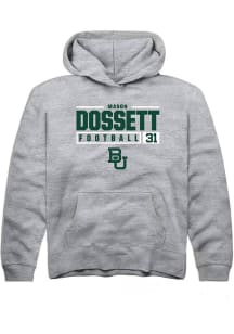 Mason Dossett  Rally Baylor Bears Youth Grey NIL Stacked Box Long Sleeve Hoodie
