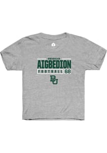 Omarrian Aigbedion  Rally Baylor Bears Youth Grey NIL Stacked Box Short Sleeve T-Shirt