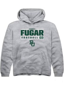 Sidney Fugar  Rally Baylor Bears Youth Grey NIL Stacked Box Long Sleeve Hoodie
