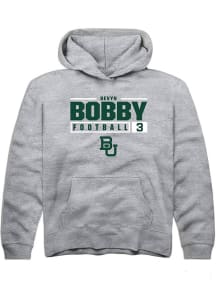 Devyn Bobby  Rally Baylor Bears Youth Grey NIL Stacked Box Long Sleeve Hoodie