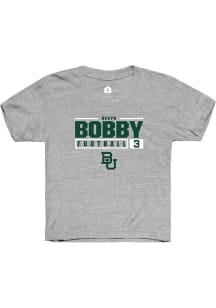 Devyn Bobby  Rally Baylor Bears Youth Grey NIL Stacked Box Short Sleeve T-Shirt