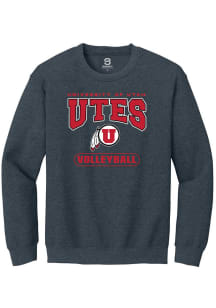 Summit Sportswear Utah Utes Mens Charcoal Volleyball Long Sleeve Crew Sweatshirt