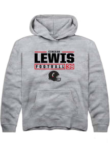 Cincear Lewis  Rally Cincinnati Bearcats Youth Grey NIL Stacked Box Long Sleeve Hoodie