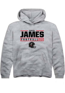 Daniel James  Rally Cincinnati Bearcats Youth Grey NIL Stacked Box Long Sleeve Hoodie