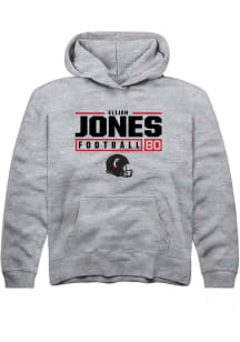 Elijah Jones  Rally Cincinnati Bearcats Youth Grey NIL Stacked Box Long Sleeve Hoodie