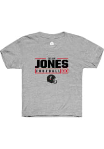 Elijah Jones  Rally Cincinnati Bearcats Youth Grey NIL Stacked Box Short Sleeve T-Shirt