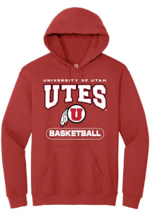 Summit Sportswear Utah Utes Mens Red Basketball Long Sleeve Hoodie