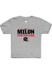 Judea Milon  Rally Cincinnati Bearcats Youth Grey NIL Stacked Box Short Sleeve T-Shirt