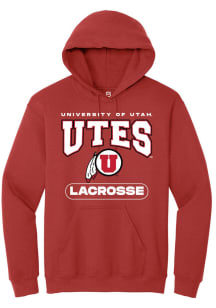 Summit Sportswear Utah Utes Mens Red Lacrosse Long Sleeve Hoodie