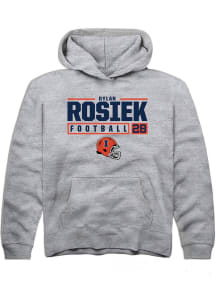 Dylan Rosiek  Rally Illinois Fighting Illini Youth Grey NIL Stacked Box Long Sleeve Hoodie