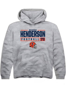 Brandon Henderson  Rally Illinois Fighting Illini Youth Grey NIL Stacked Box Long Sleeve Hoodie