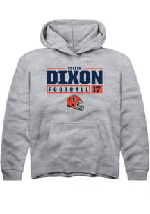 Collin Dixon  Rally Illinois Fighting Illini Youth Grey NIL Stacked Box Long Sleeve Hoodie