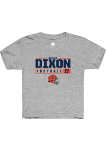 Collin Dixon  Rally Illinois Fighting Illini Youth Grey NIL Stacked Box Short Sleeve T-Shirt