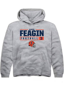 Kaden Feagin  Rally Illinois Fighting Illini Youth Grey NIL Stacked Box Long Sleeve Hoodie