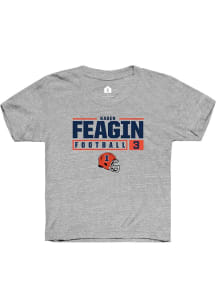 Kaden Feagin  Rally Illinois Fighting Illini Youth Grey NIL Stacked Box Short Sleeve T-Shirt