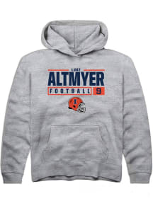 Luke Altmyer  Rally Illinois Fighting Illini Youth Grey NIL Stacked Box Long Sleeve Hoodie