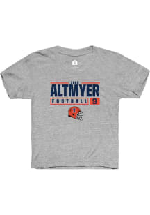Luke Altmyer  Rally Illinois Fighting Illini Youth Grey NIL Stacked Box Short Sleeve T-Shirt