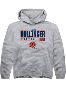 Tanner Hollinger  Rally Illinois Fighting Illini Youth Grey NIL Stacked Box Long Sleeve Hoodie