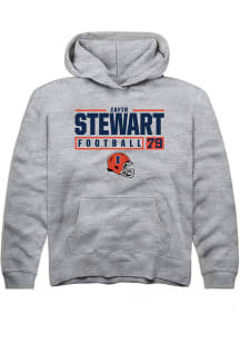 Zafir Stewart  Rally Illinois Fighting Illini Youth Grey NIL Stacked Box Long Sleeve Hoodie
