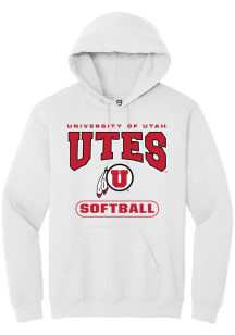 Summit Sportswear Utah Utes Mens White Softball Long Sleeve Hoodie