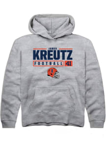 James Kreutz  Rally Illinois Fighting Illini Youth Grey NIL Stacked Box Long Sleeve Hoodie