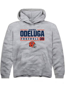Kenenna Odeluga  Rally Illinois Fighting Illini Youth Grey NIL Stacked Box Long Sleeve Hoodie