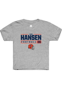 Lane Hansen  Rally Illinois Fighting Illini Youth Grey NIL Stacked Box Short Sleeve T-Shirt
