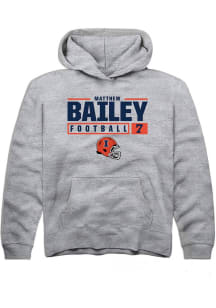 Matthew Bailey  Rally Illinois Fighting Illini Youth Grey NIL Stacked Box Long Sleeve Hoodie