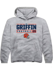 Timothy (TJ) Griffin  Rally Illinois Fighting Illini Youth Grey NIL Stacked Box Long Sleeve Hoodie