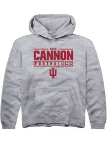 Aden Cannon  Rally Indiana Hoosiers Youth Grey NIL Stacked Box Long Sleeve Hoodie