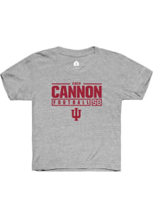 Aden Cannon  Rally Indiana Hoosiers Youth Grey NIL Stacked Box Short Sleeve T-Shirt