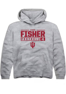 Aiden Fisher  Rally Indiana Hoosiers Youth Grey NIL Stacked Box Long Sleeve Hoodie