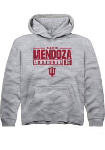 Alberto Mendoza  Rally Indiana Hoosiers Youth Grey NIL Stacked Box Long Sleeve Hoodie