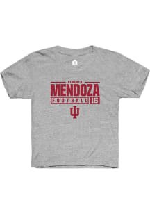Alberto Mendoza  Rally Indiana Hoosiers Youth Grey NIL Stacked Box Short Sleeve T-Shirt