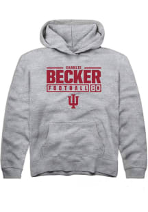 Charlie Becker  Rally Indiana Hoosiers Youth Grey NIL Stacked Box Long Sleeve Hoodie