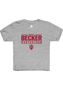 Charlie Becker  Rally Indiana Hoosiers Youth Grey NIL Stacked Box Short Sleeve T-Shirt