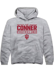 Clay Conner  Rally Indiana Hoosiers Youth Grey NIL Stacked Box Long Sleeve Hoodie