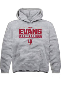 Drew Evans  Rally Indiana Hoosiers Youth Grey NIL Stacked Box Long Sleeve Hoodie
