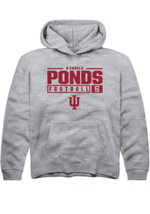 D’Angelo Ponds  Rally Indiana Hoosiers Youth Grey NIL Stacked Box Long Sleeve Hoodie