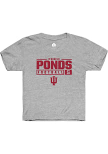 D’Angelo Ponds  Rally Indiana Hoosiers Youth Grey NIL Stacked Box Short Sleeve T-Shirt