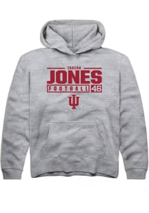 Isaiah Jones  Rally Indiana Hoosiers Youth Grey NIL Stacked Box Long Sleeve Hoodie